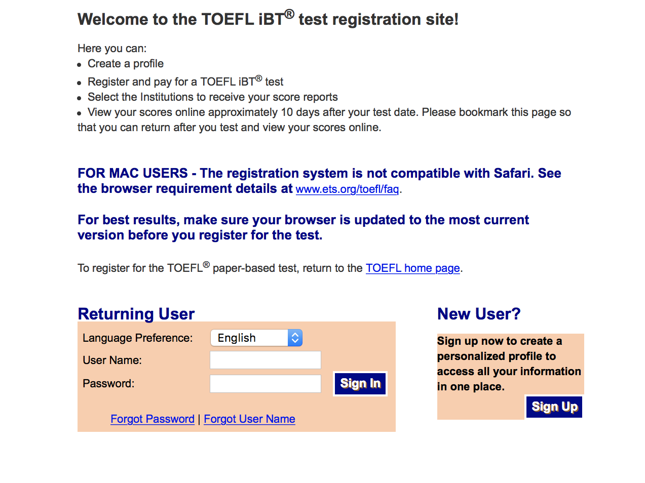 TOEFL test registration step 4